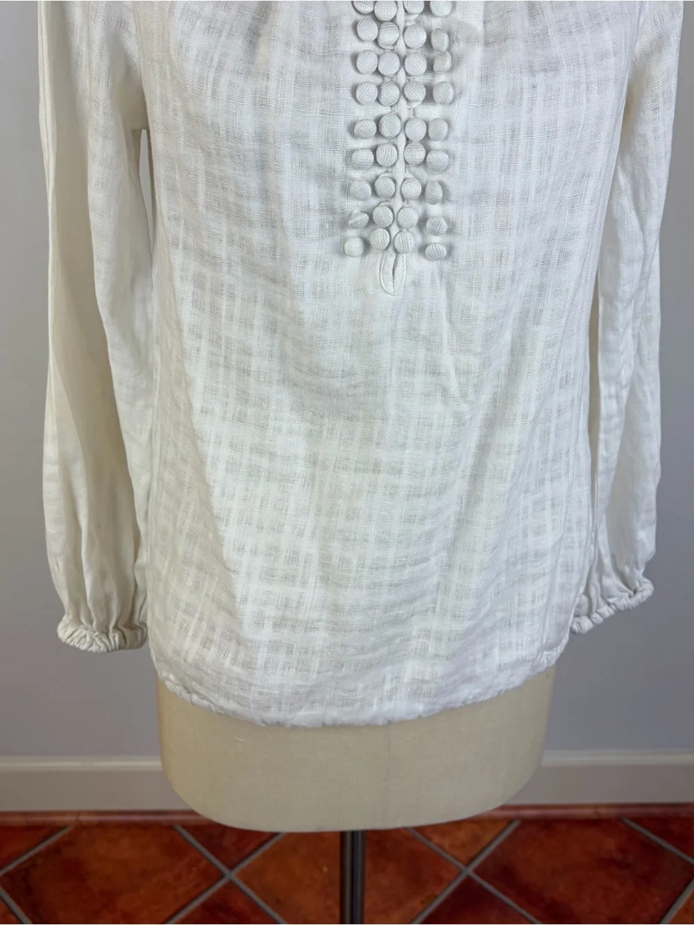Tory Burch White Linen Blouse